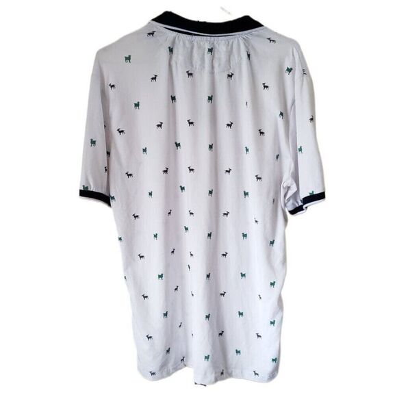 Blu Apparel Men's White Polo with Green & Black Goats Polo - Picture 3 of 4